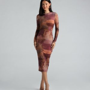 Attract And Allure Marble Print Midi Dress